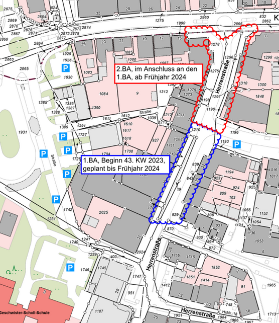 Bauabschnitte Herrenstraße ab Oktober 2023