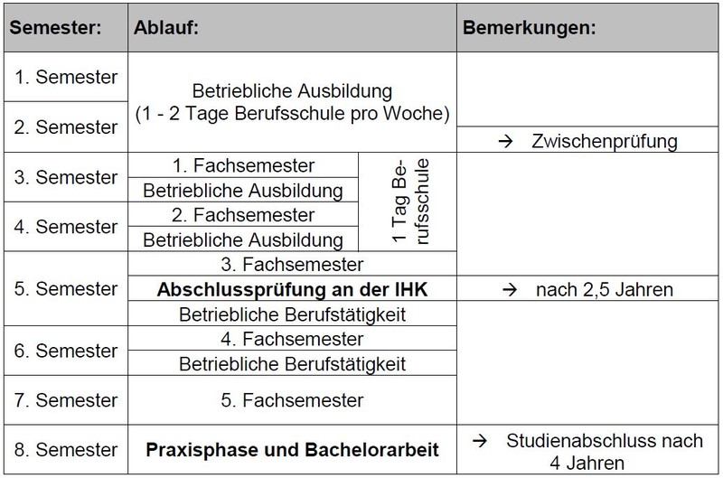 Ablauf der Ausbildung / des Studienganges Ablauf der Ausbildung / des Studienganges