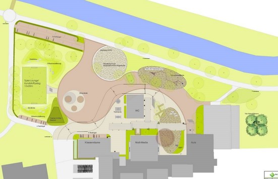 Entwurf der Gestaltung des Schulhofs Realschule - gesamt (Bild: Die Grünplaner)