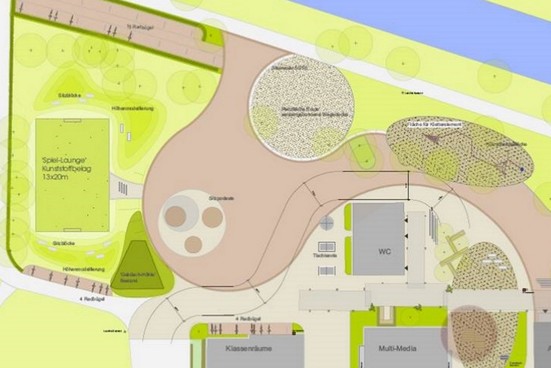 Entwurf der Gestaltung des Schulhofs Realschule -Ausschnitt (Bild: Die Grünplaner)