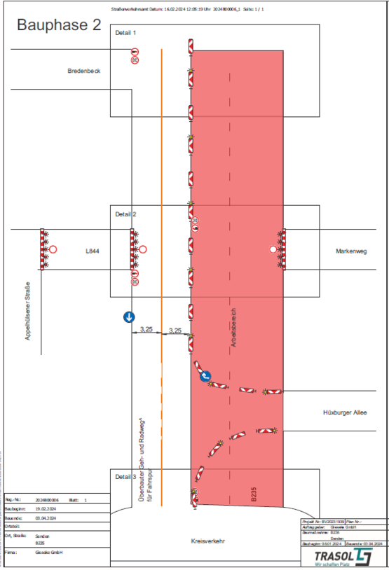 Darstellung der Verkehrsführung aus der Verkehrsrechtlichen Anordnung